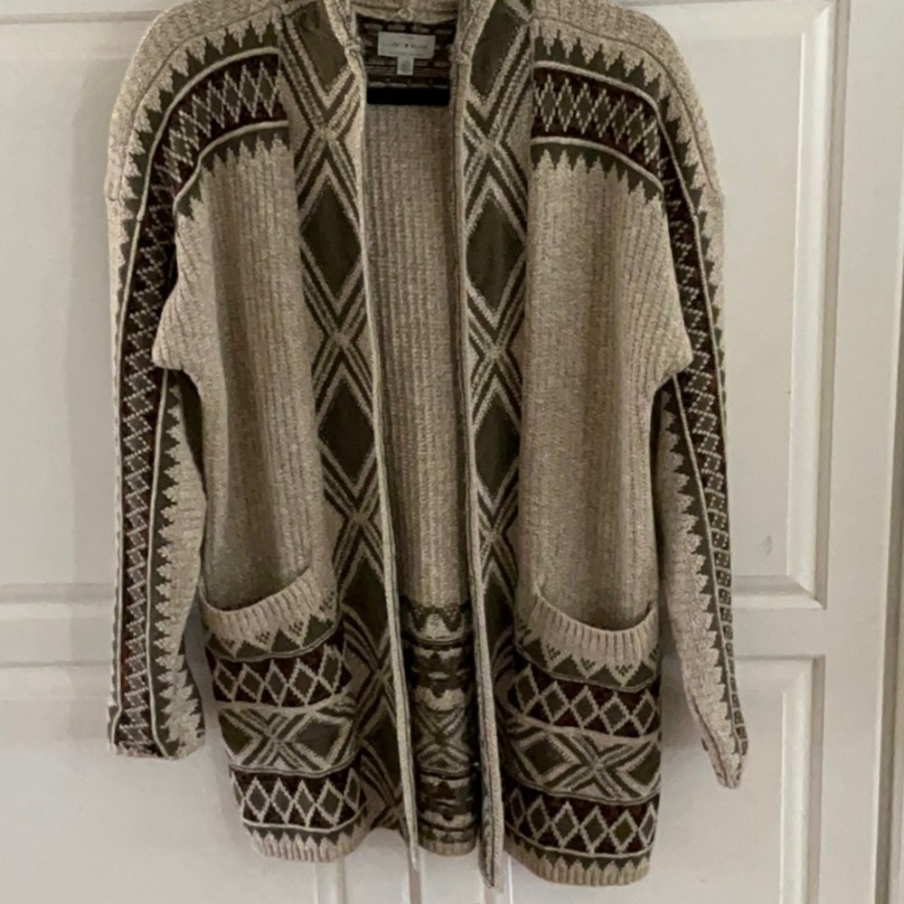 Lucky Brand women’s large sweater cardigan with hood